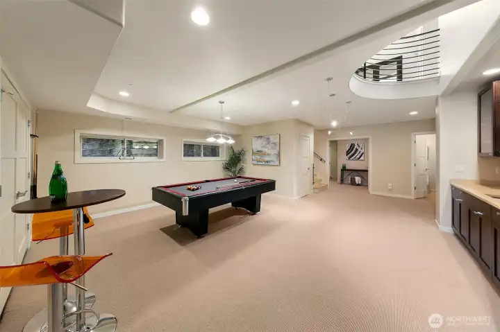 Entertain center at lower level