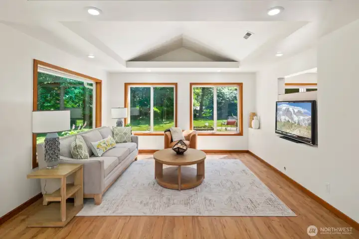 The family room off the kitchen is intimate and inviting!