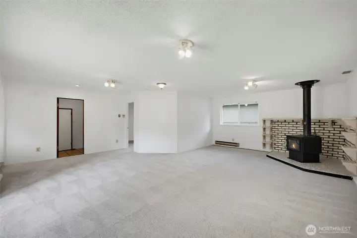 Family room with #3 bedroom off to left.