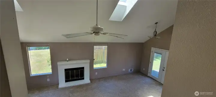 Looking down into the greatroom.