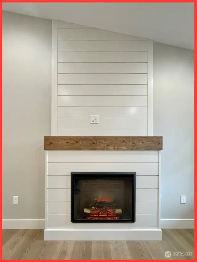 Statement wall with electric fireplace