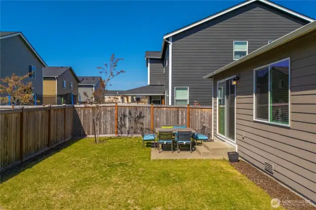 Fully-fenced backyard