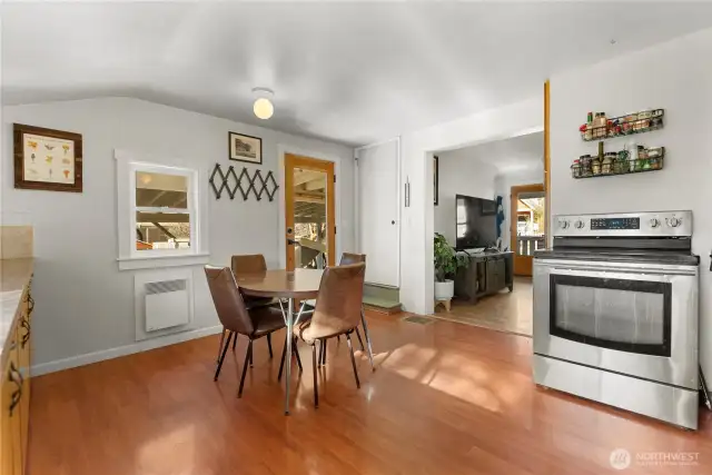 Kitchen has door to the carport plus door to the upstairs rooms.