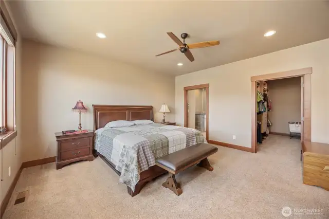Main bedroom with main bath  and walk in closet.