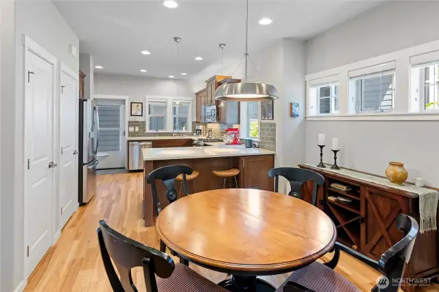 Dining room and kitchen.