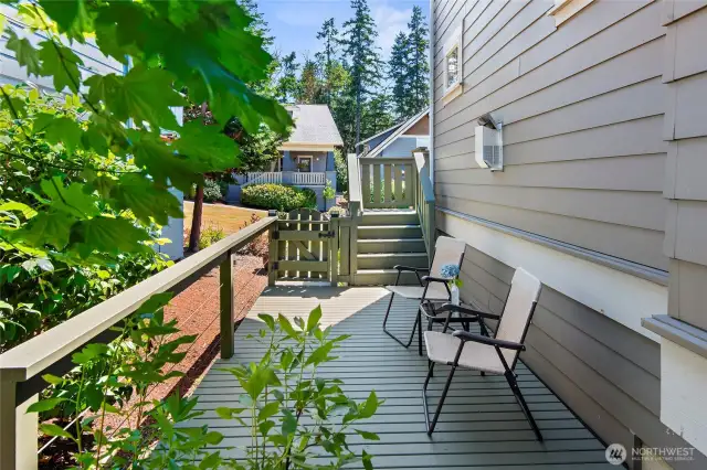 A pleasant side patio on the east side of the home.