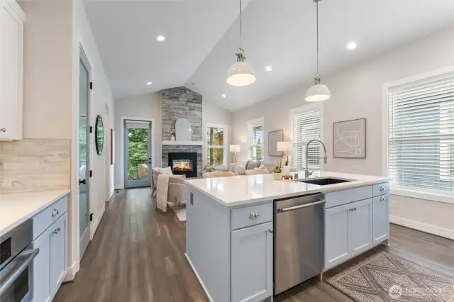 Kitchen with large island and breakfast bar