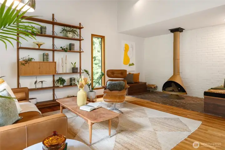 Cozy up next to the chic wood-burning fireplace with a good book - there's nothing better on a Fall evening!