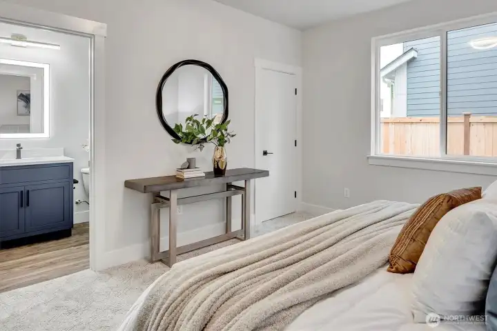 En suite with walk in closet on main level