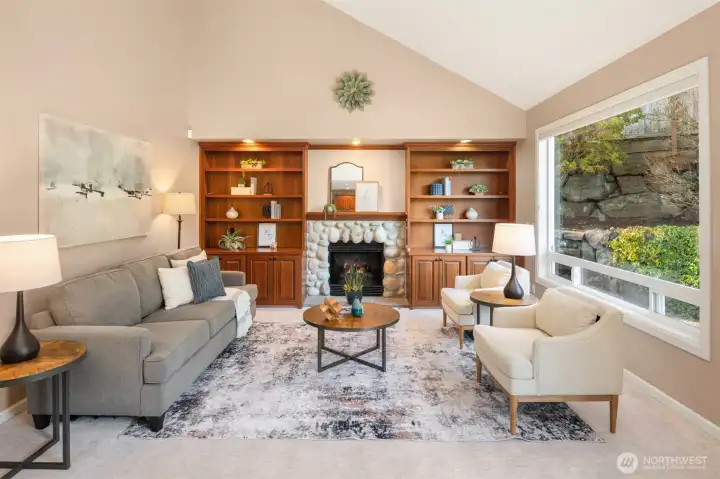 Family Room with built in speakers