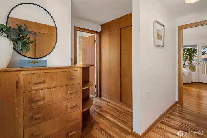 Great use of space with custom built in dresser at the entry of your primary suite.