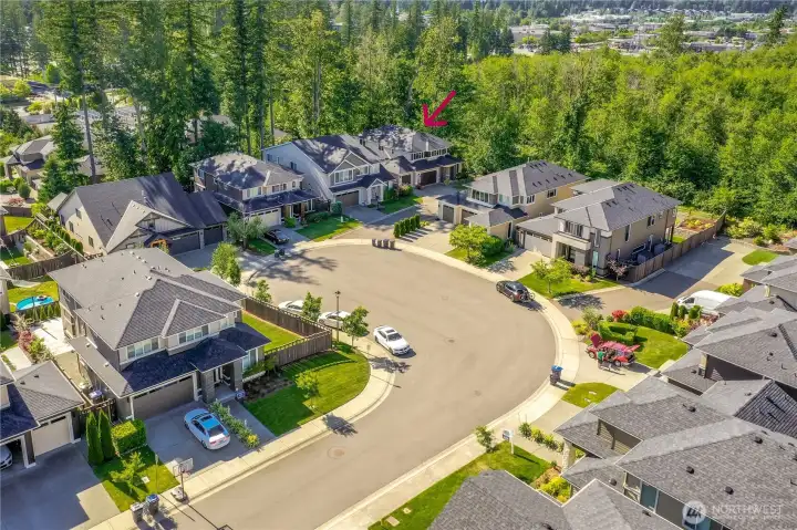 Aerial view of neighborhood