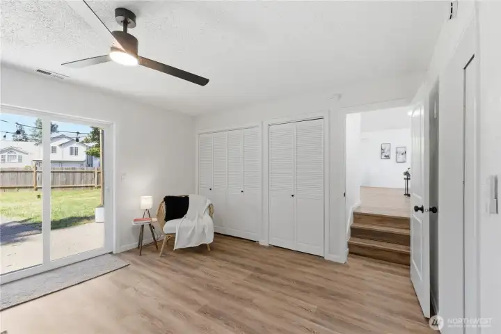 Family Room with Laundry Closet