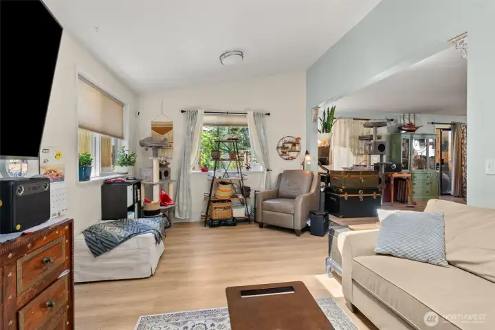 View of the living room from the den