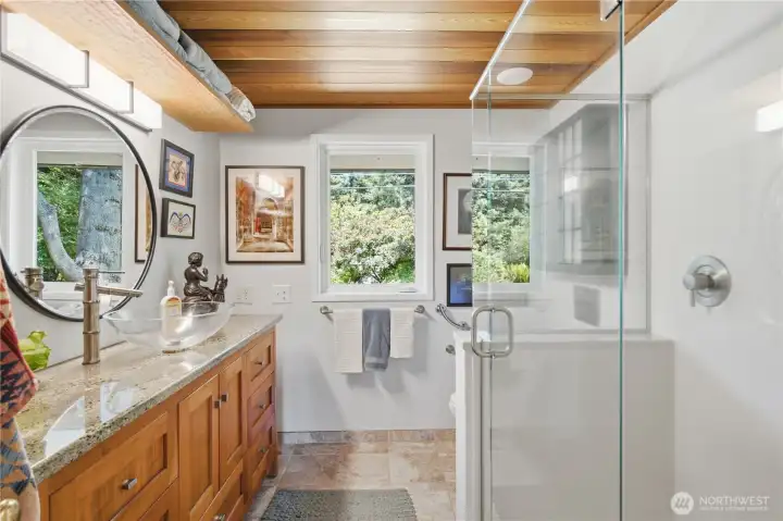Well-appointed 3/4 bath adds convenience and functionality to the ADU.