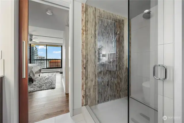 Primary suite shower w/ multiple shower heads!