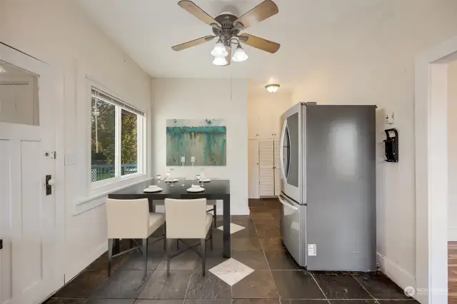 With ample room for a dining table, this eat-in kitchen is perfect for casual meals or more formal gatherings.