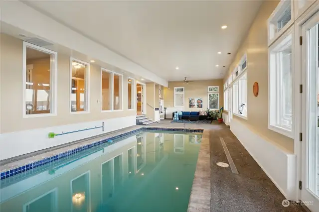 Swimming pool with views and entertaing area bar top and fire place