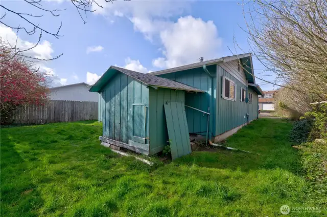 Backyard area with shed