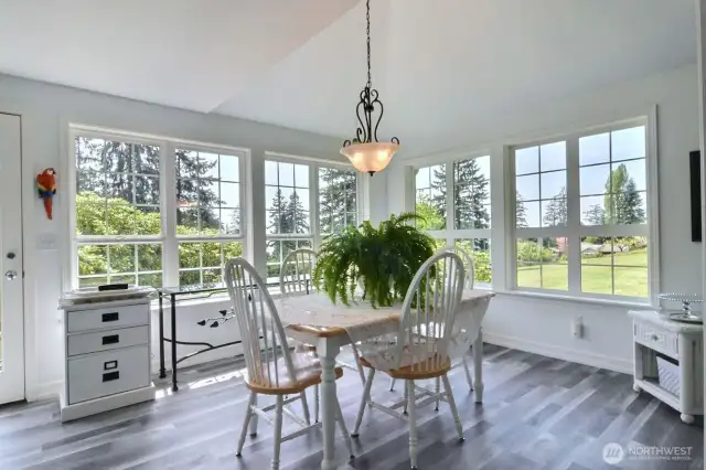 Natural light is a theme through out, beautiful pastoral view