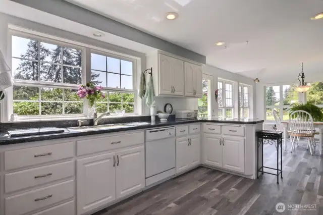Oh, all those windows brings the outdoors in.  This kitchen is a pleasure to spend time in.