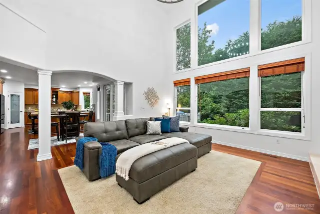 With oversized windows spanning 2-stories, the home is light and bright.