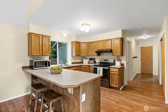 Freshly re-stained cabinets!