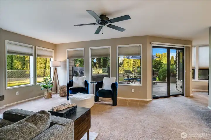 Sliders to the covered patio space to enjoy outdoors anytime.