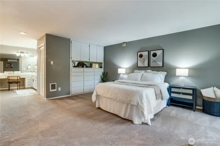 You'll swoon for the space in this suite: built ins, large walk in closet, extended vanity space, gorgeous shower and  more.