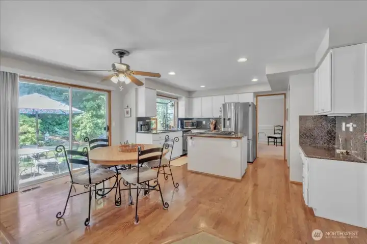Inviting kitchen with breakfast nook.