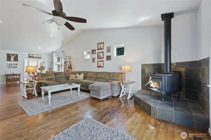 Wood stove, great for chilly nights