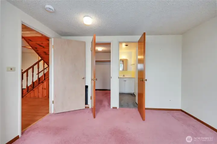The lower bedroom has a bathroom connected.