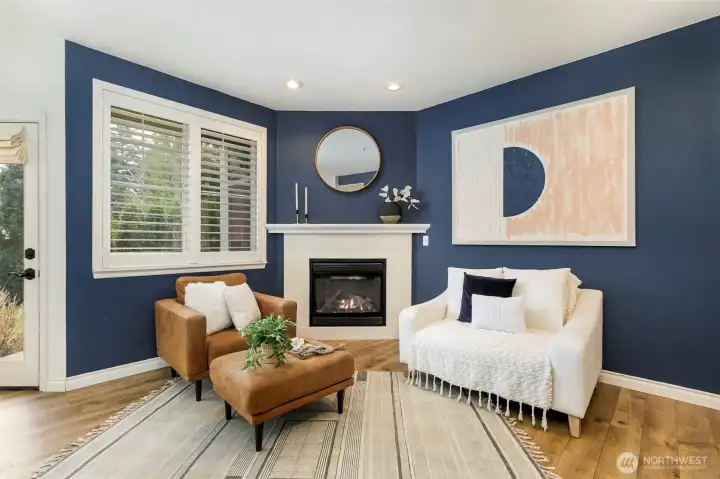 Cozy gas fireplace and radiant floor heating.