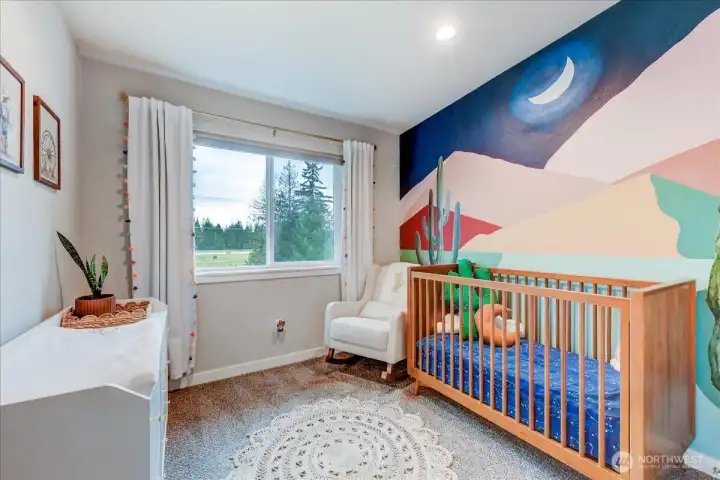 Another bedroom that overlooks the backyard.