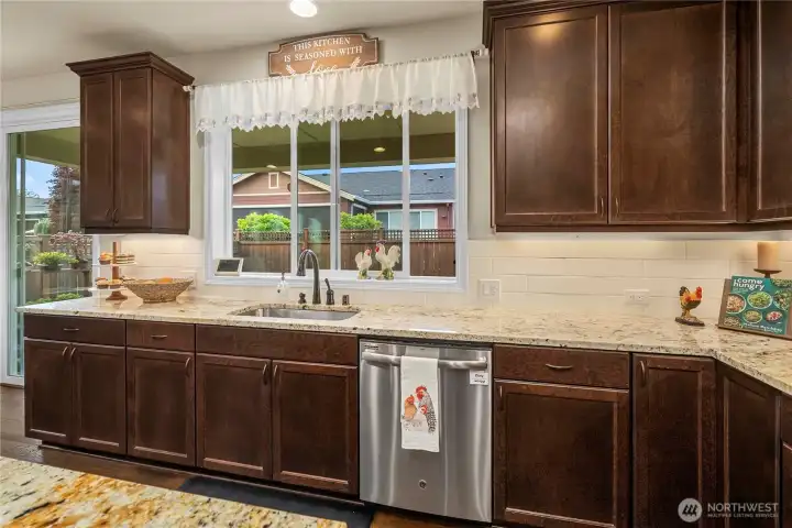 Sun-Filled Kitchen with Backyard Views.