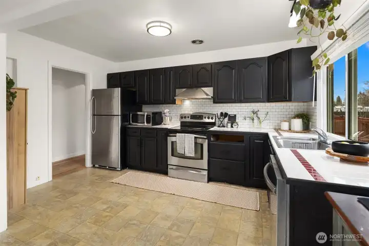 Lots of storage space and room for more in the kitchen!