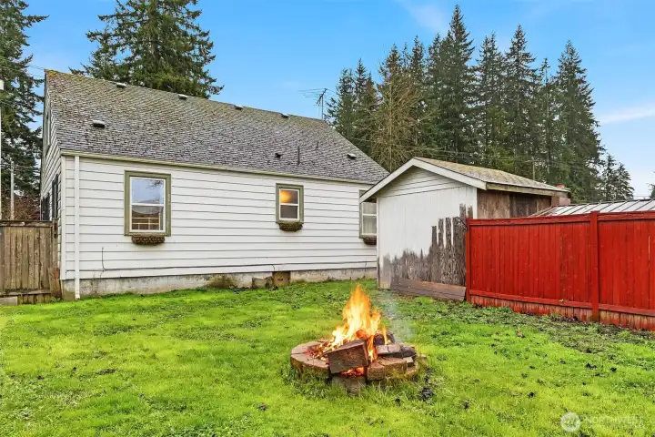 The back yard is fully fenced.