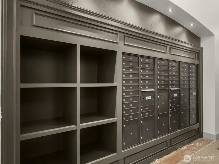 Newly designed mail and package drop area- finishing touches should be completed by the end of April.