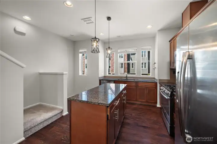 Kitchen with work nook or pantry space