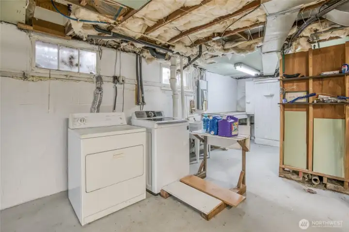Laundry in partially finished basement! Laundry in partially finished basement!