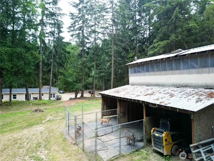 aerial of the barn and stalls
