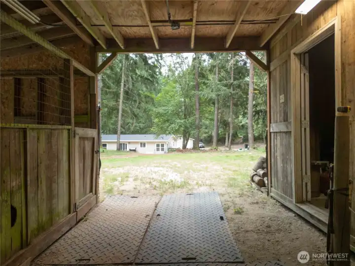 view inside of the barn