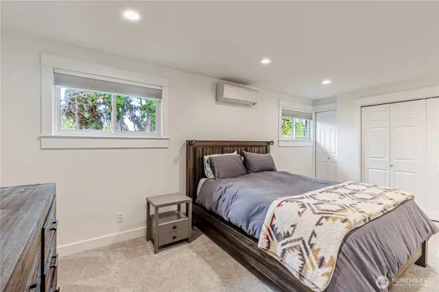 Multiple closets for storage and convenience.