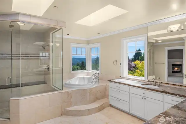 Steam shower & heated floors in primary ensuite