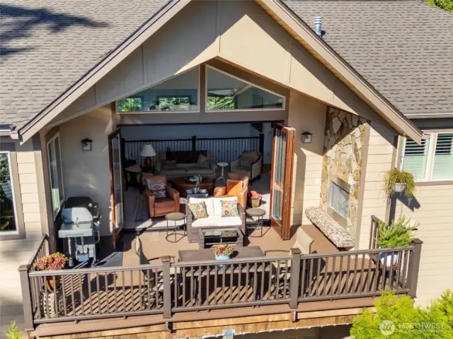 Deck with Bi-Fold Doors Open