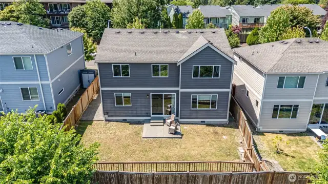 Fully fenced backyard