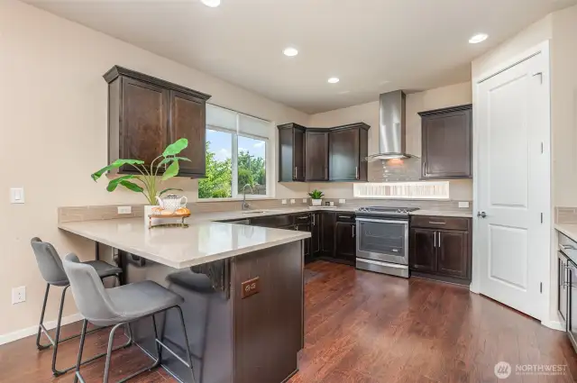 Kitchen eating space and large pantry