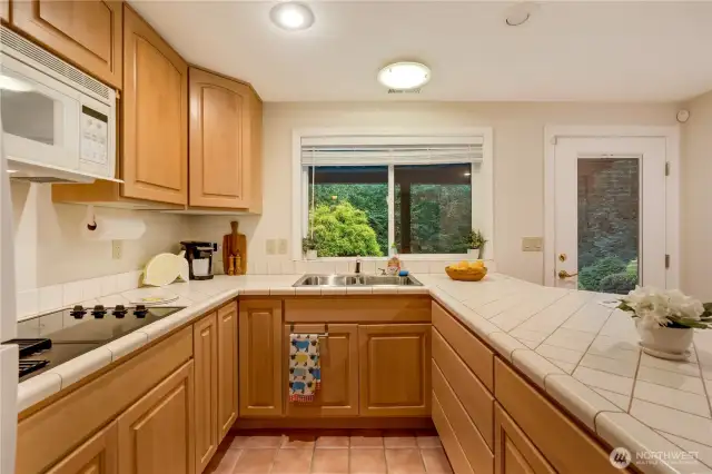 Lower level 2nd kitchen with a separate entrance is perfect for a MIL in this thoughtfully designed property.