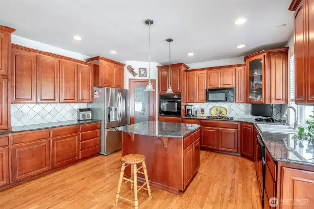 Large kitchen with plenty of storage.