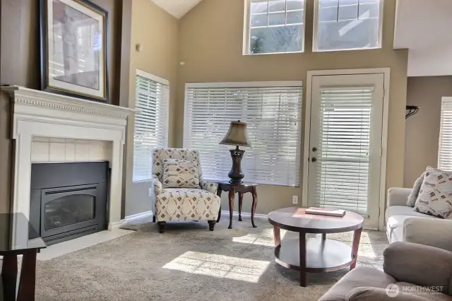 The home features an Open plan Living and Dining Room, with a  gas fireplace to  warm cilly nights